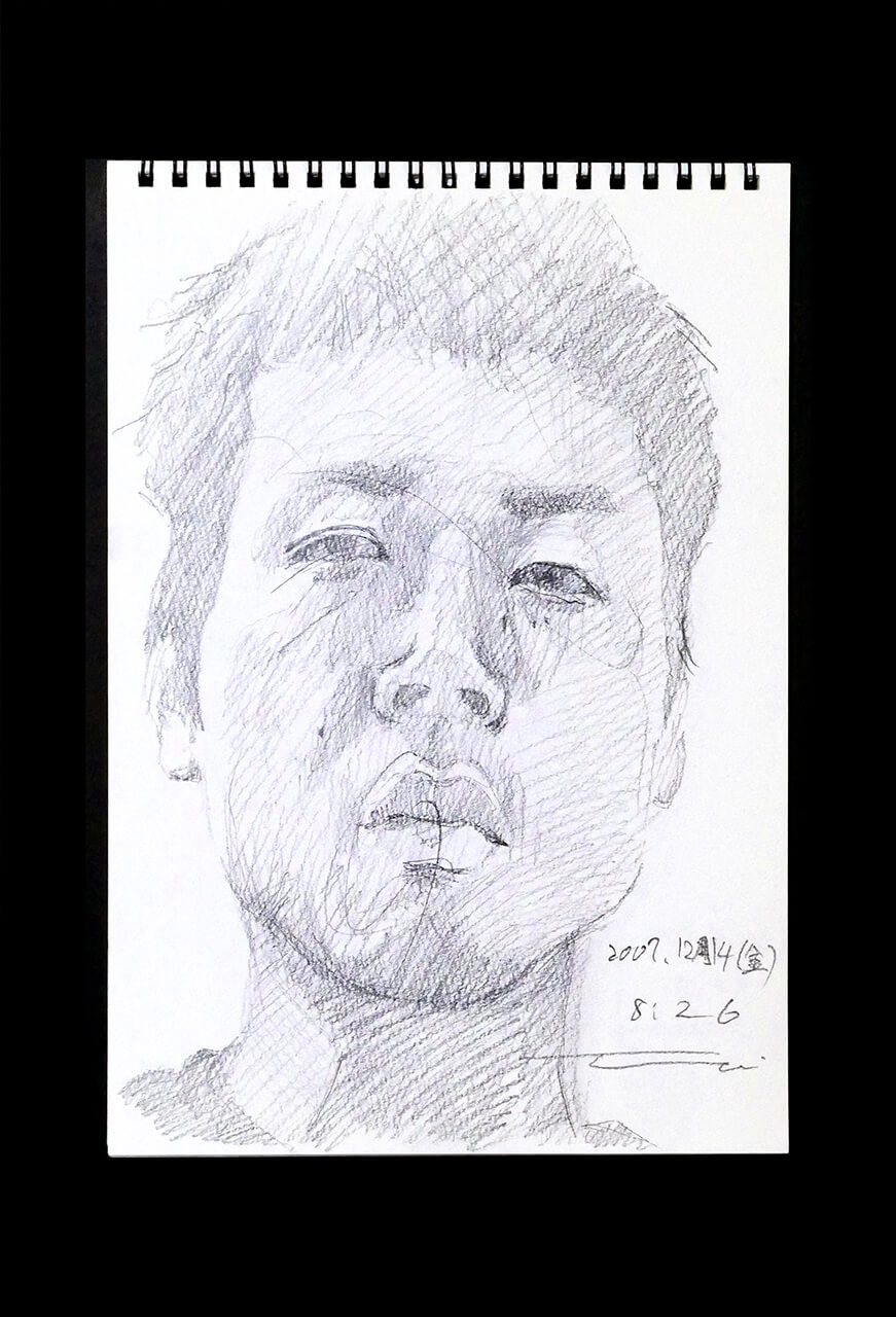 Contemporary artist SHINTAKU Tomoni's 2007/12/14 Self-portrait or pencil drawing