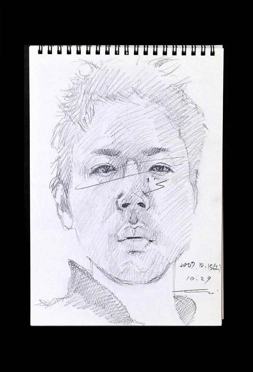 Contemporary artist SHINTAKU Tomoni's 2007/12/15 Self-portrait or pencil drawing
