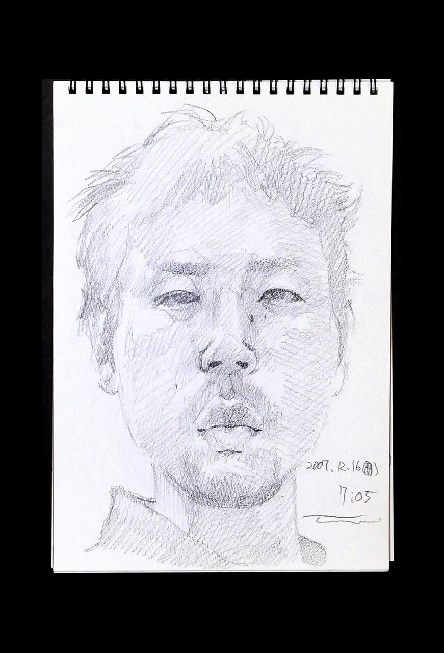 Contemporary artist SHINTAKU Tomoni's 2007/12/16 Self-portrait or pencil drawing