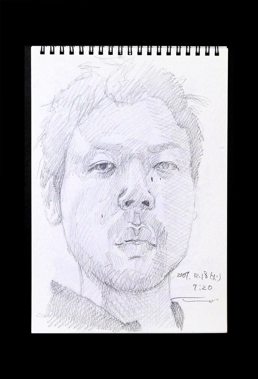 Contemporary artist SHINTAKU Tomoni's 2007/12/18 Self-portrait or pencil drawing