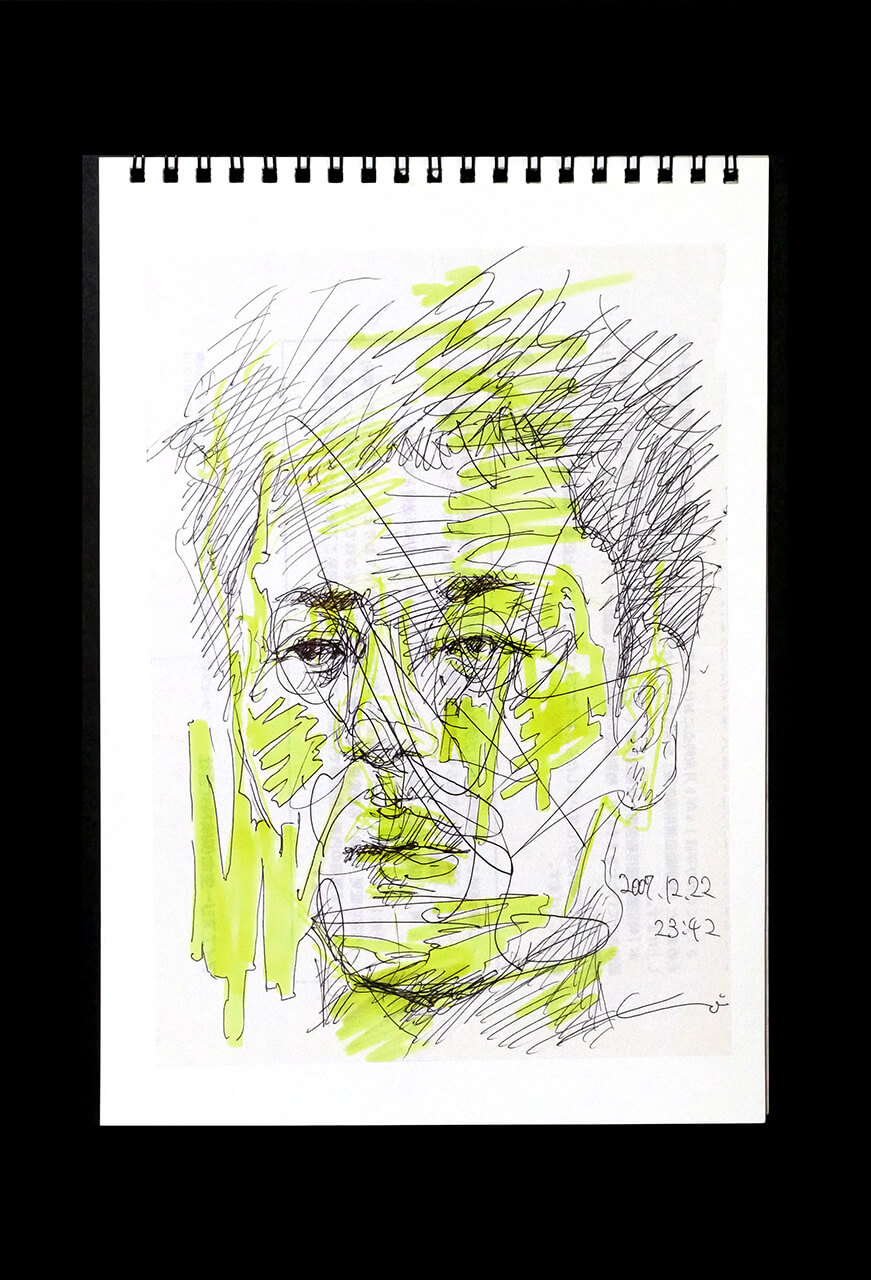 Contemporary artist SHINTAKU Tomoni's 2007/12/22 Self-portrait or pencil drawing