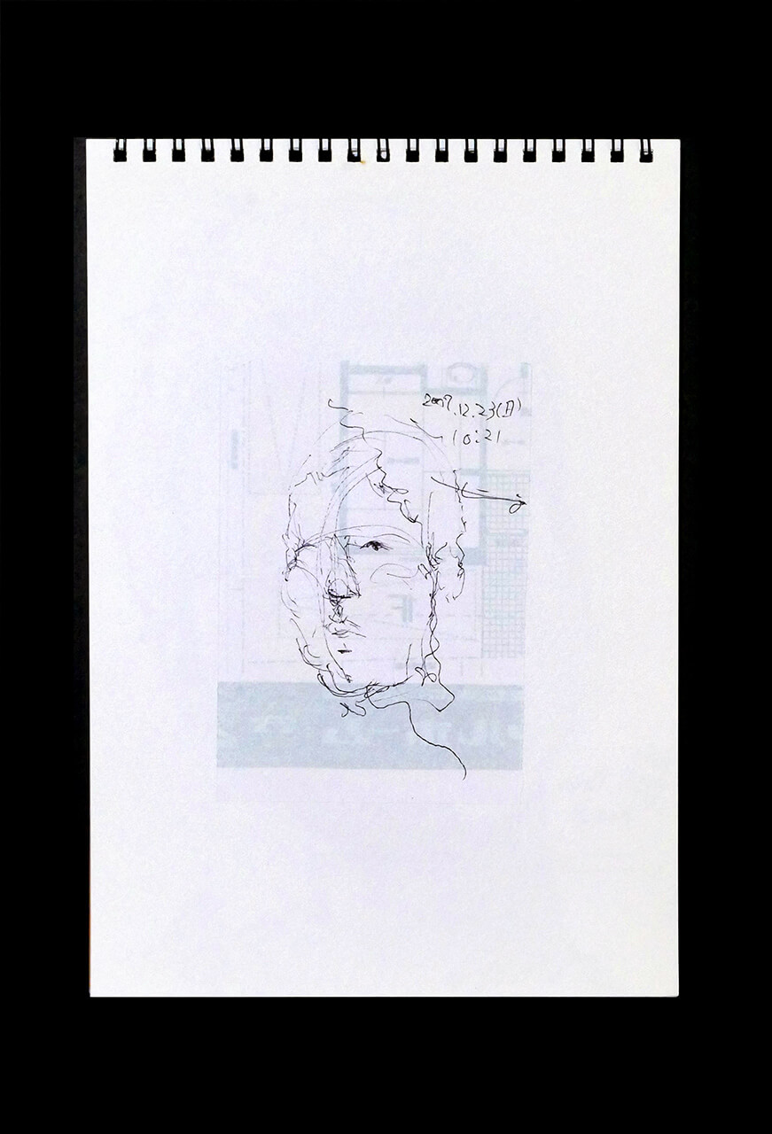 Contemporary artist SHINTAKU Tomoni's 2007/12/23 Self-portrait or pencil drawing