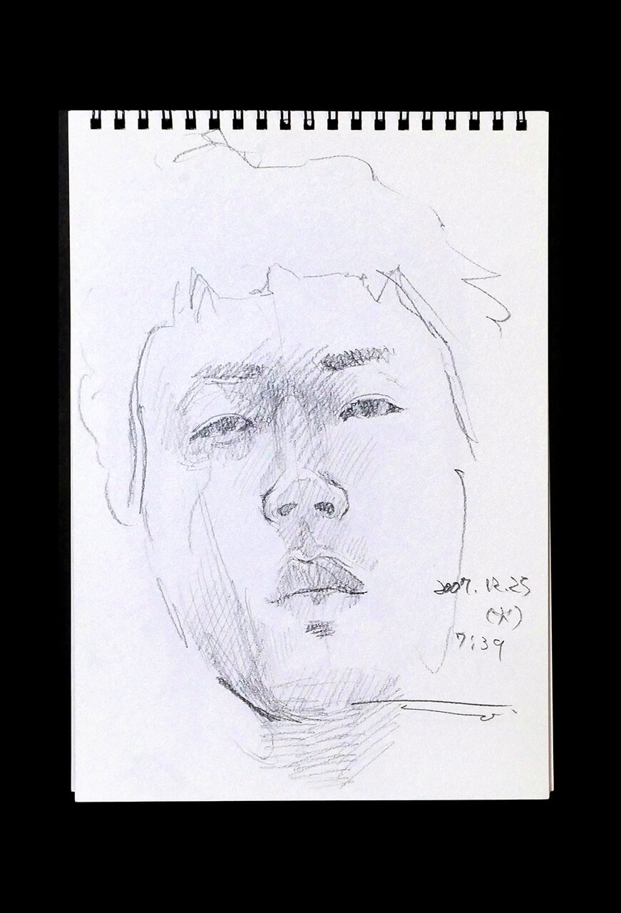 Contemporary artist SHINTAKU Tomoni's 2007/12/25 Self-portrait or pencil drawing