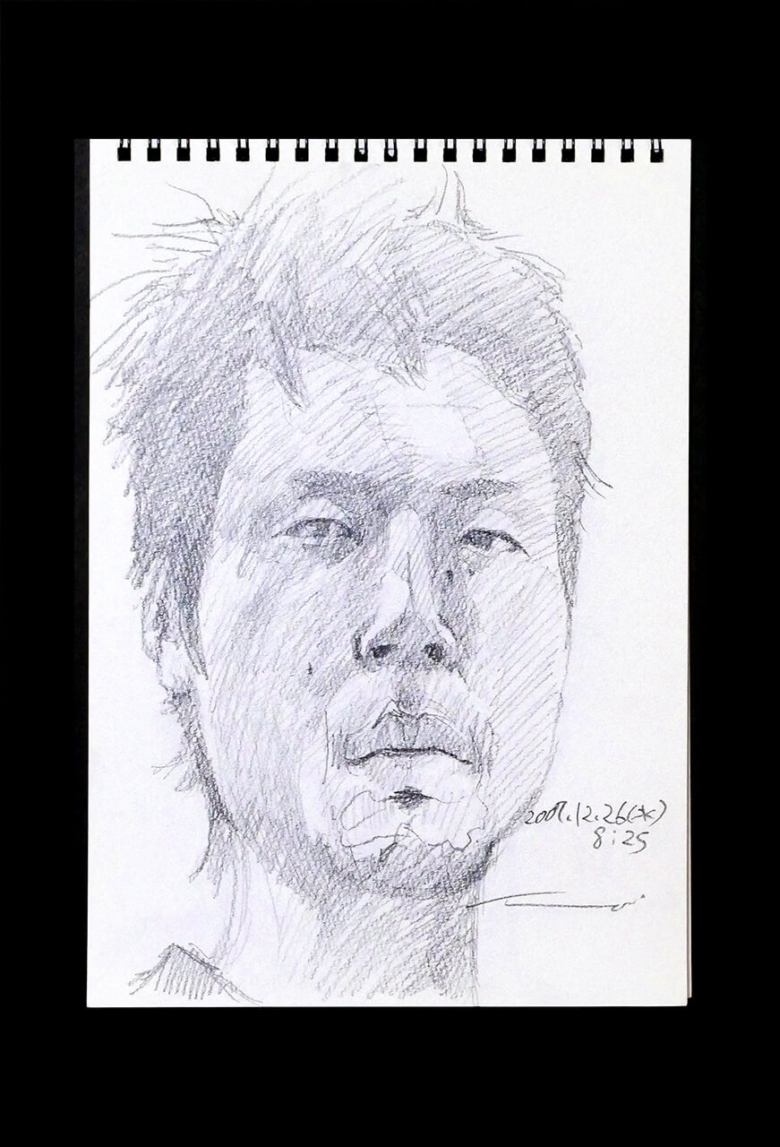 Contemporary artist SHINTAKU Tomoni's 2007/12/26 Self-portrait or pencil drawing