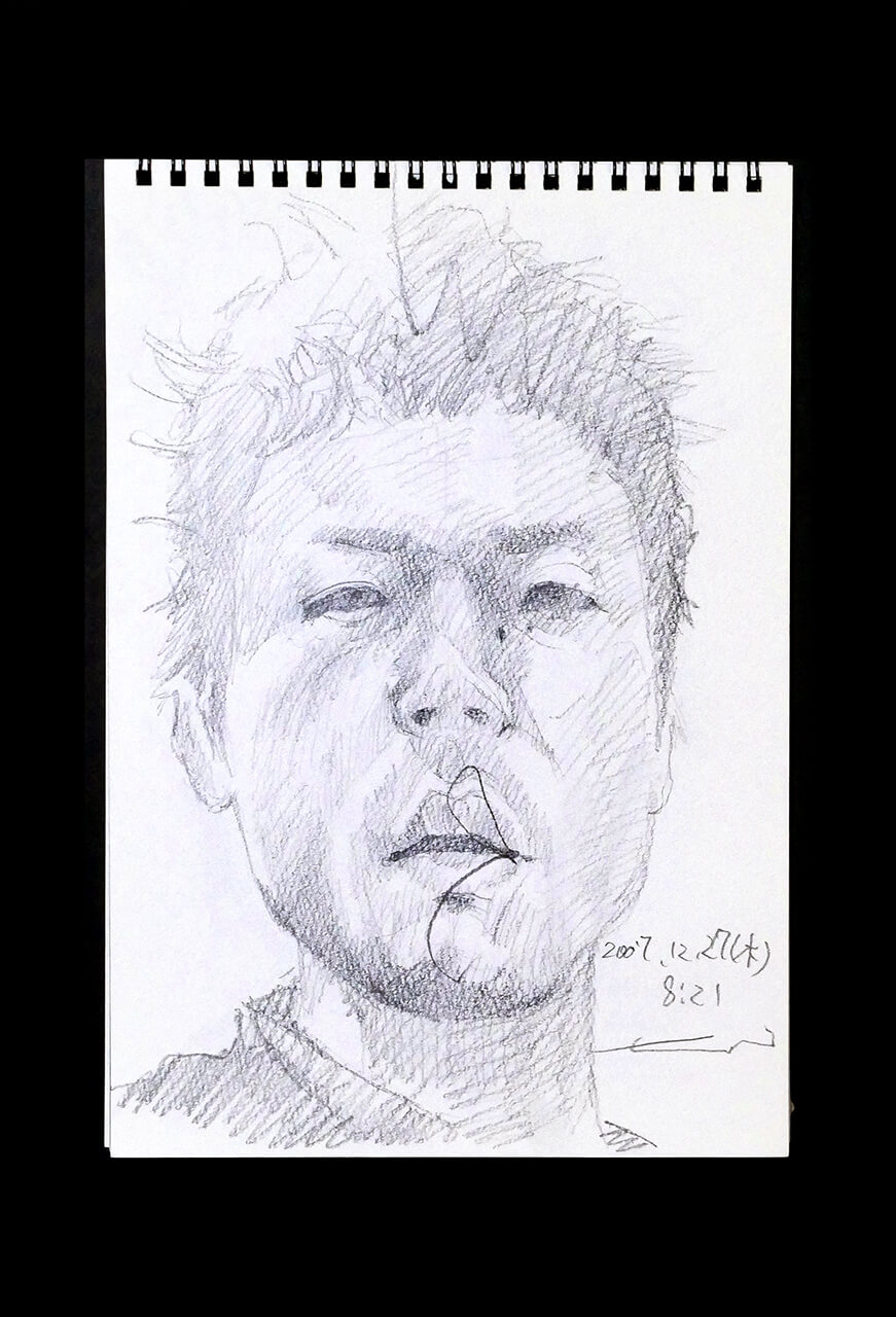 Contemporary artist SHINTAKU Tomoni's 2007/12/27 Self-portrait or pencil drawing
