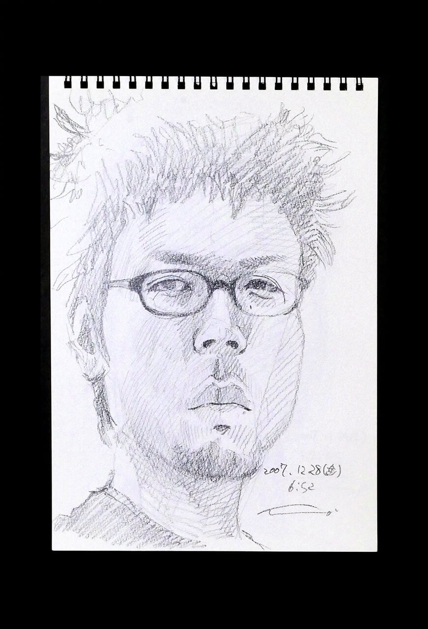Contemporary artist SHINTAKU Tomoni's 2007/12/28 Self-portrait or pencil drawing
