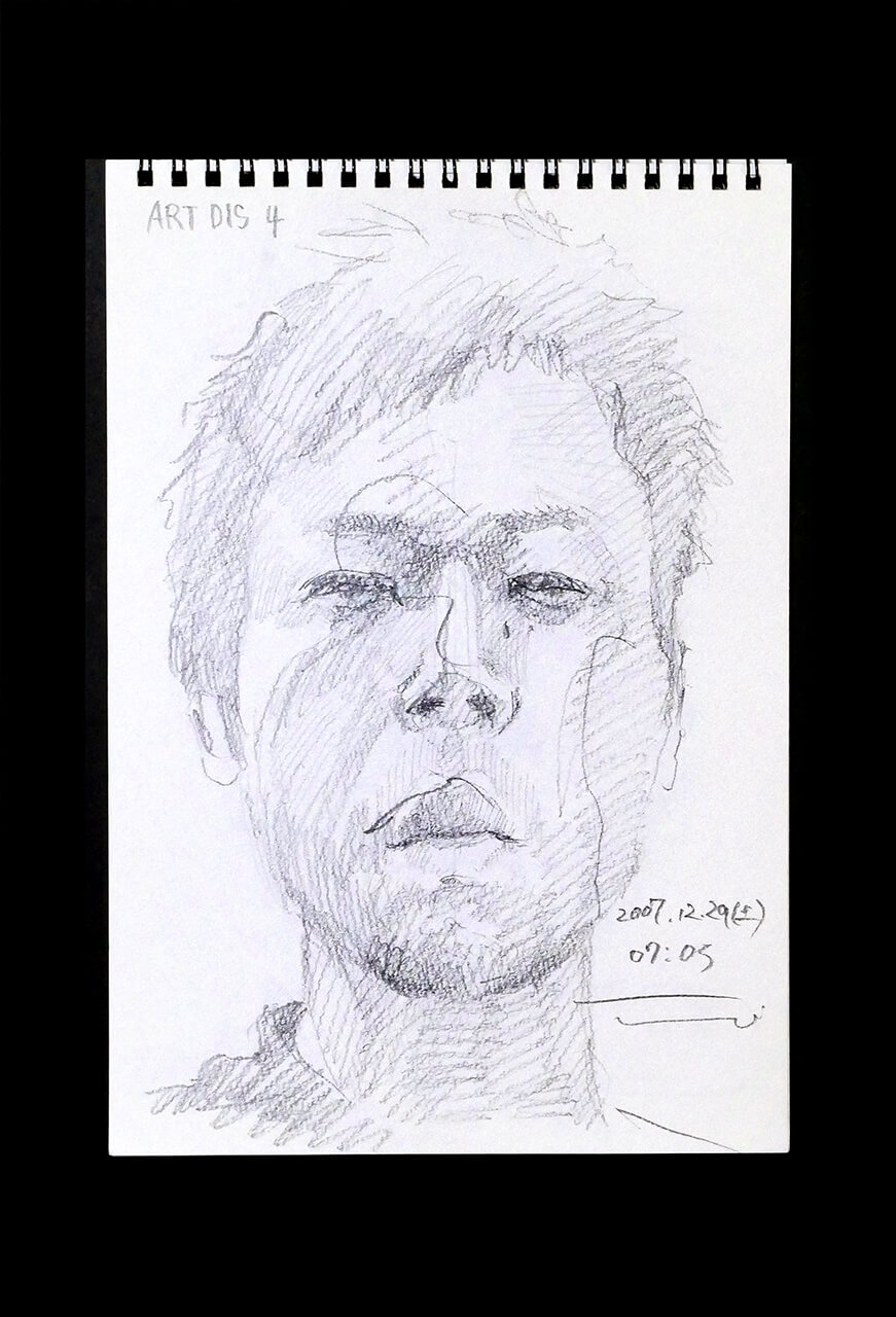 Contemporary artist SHINTAKU Tomoni's 2007/12/29 Self-portrait or pencil drawing