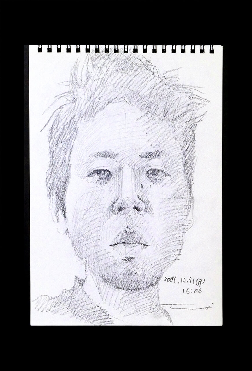 Contemporary artist SHINTAKU Tomoni's 2007/12/31 Self-portrait or pencil drawing