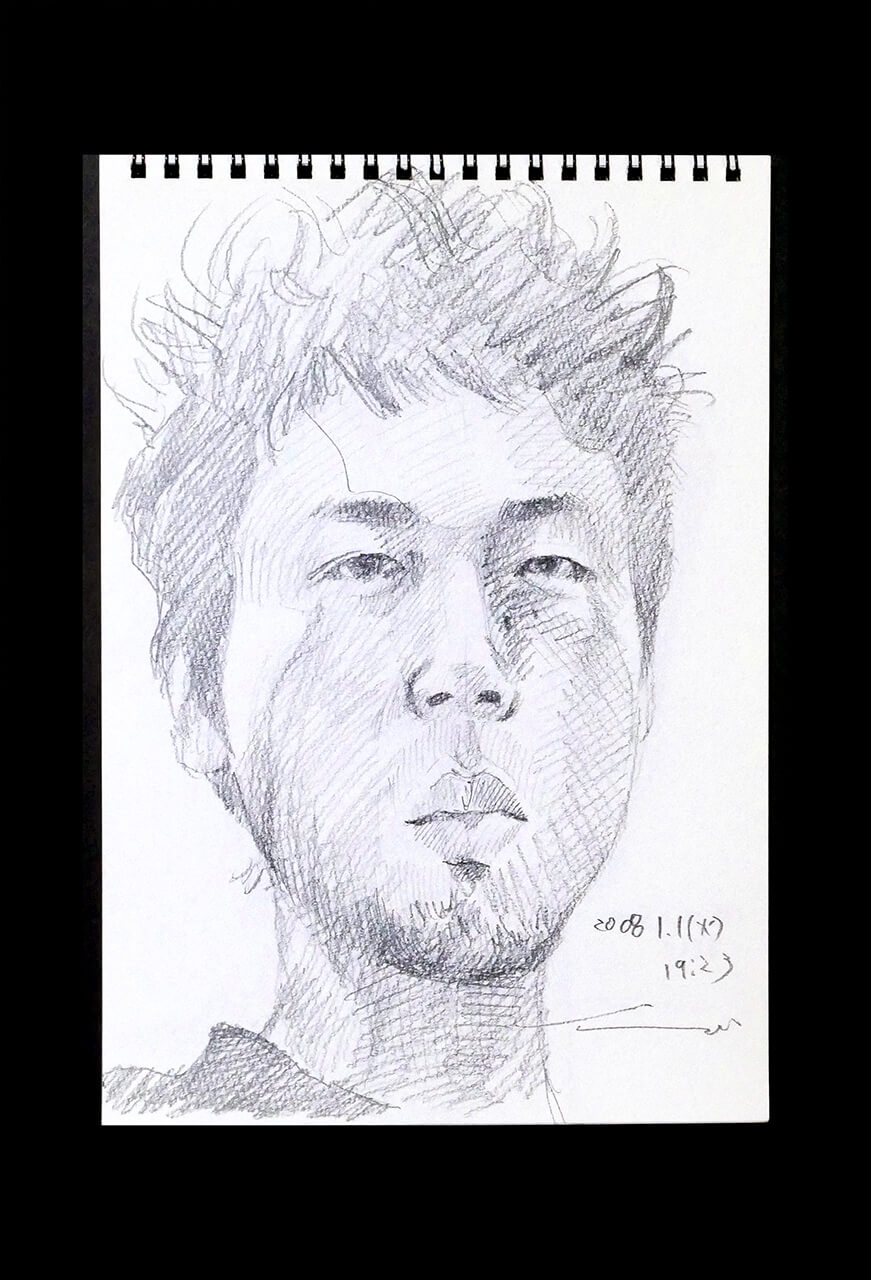 Contemporary artist SHINTAKU Tomoni's 2008/1/1 Self-portrait or pencil drawing