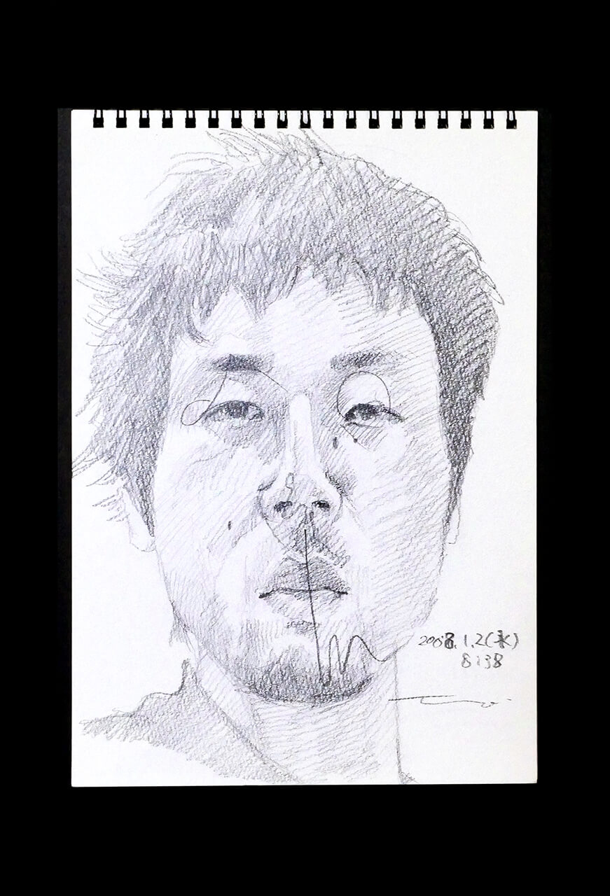 Contemporary artist SHINTAKU Tomoni's 2008/1/2 Self-portrait or pencil drawing
