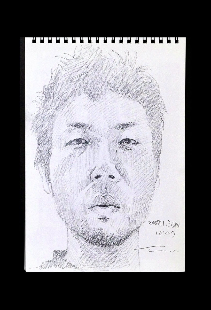 Contemporary artist SHINTAKU Tomoni's 2008/1/3 Self-portrait or pencil drawing