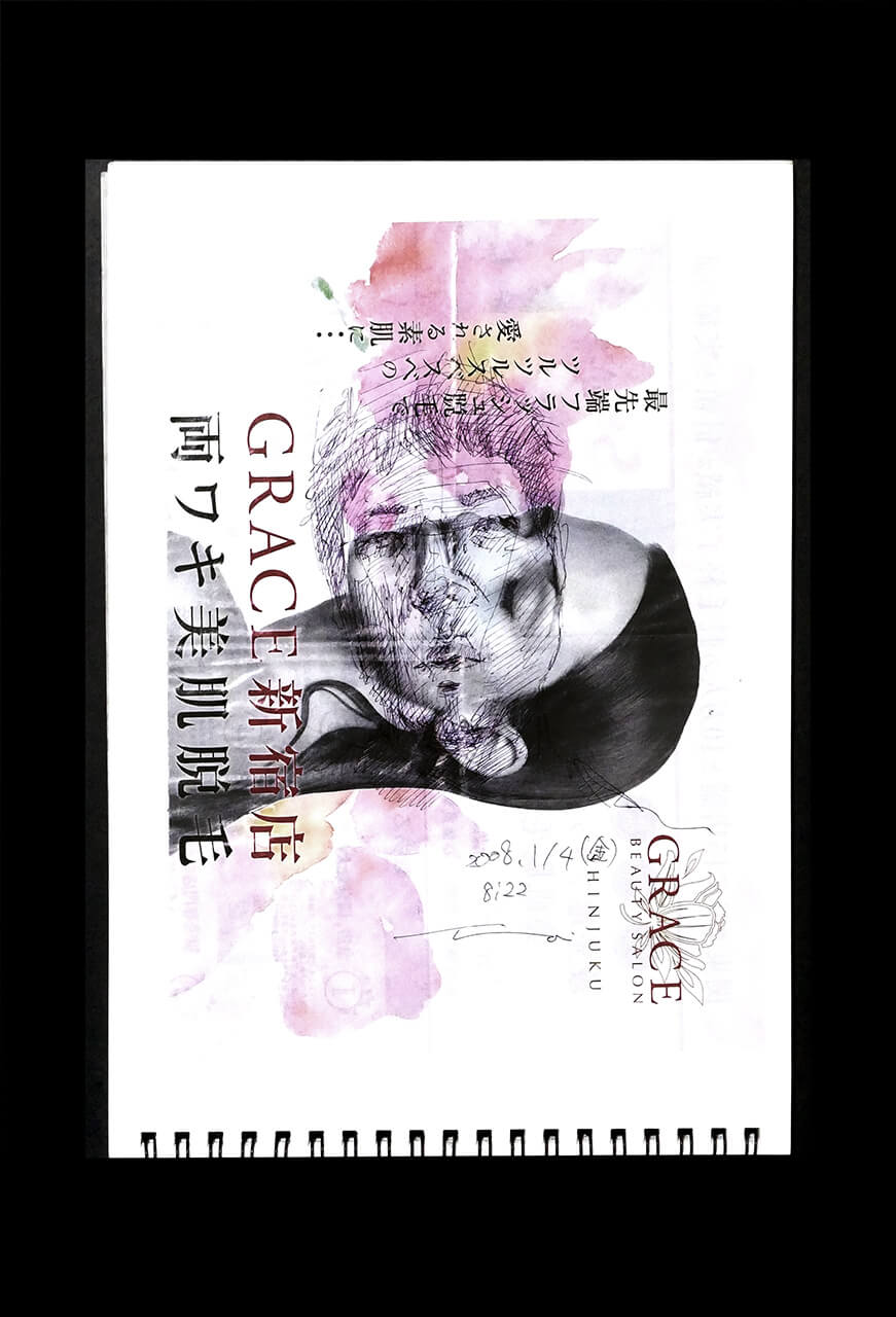 Contemporary artist SHINTAKU Tomoni's 2008/1/4 Self-portrait or pencil drawing