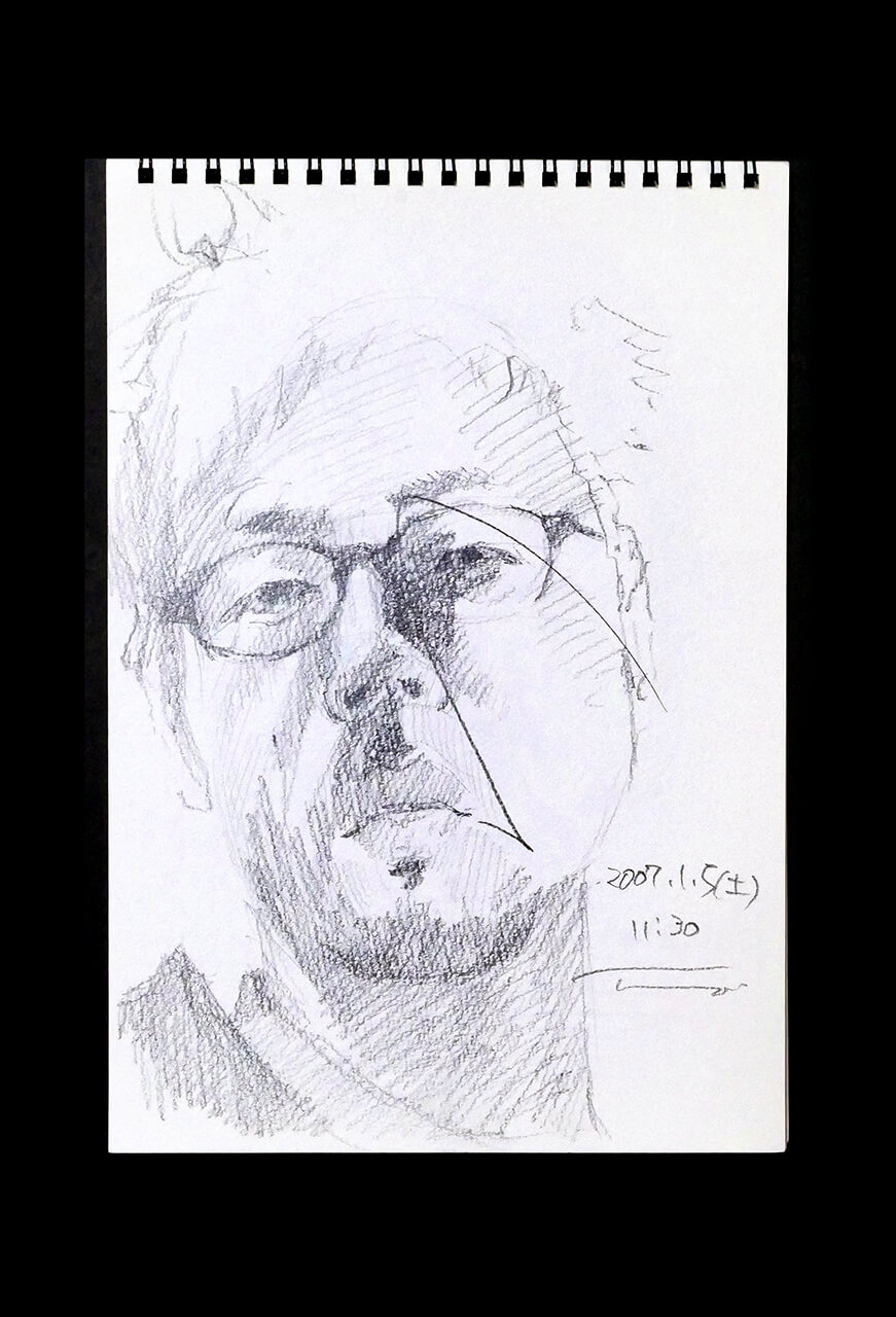 Contemporary artist SHINTAKU Tomoni's 2008/1/5 Self-portrait or pencil drawing