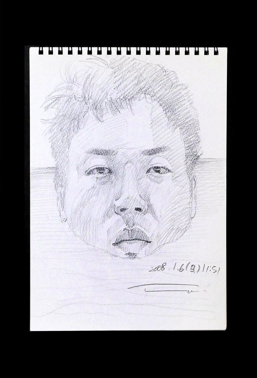 Contemporary artist SHINTAKU Tomoni's 2008/1/6 Self-portrait or pencil drawing