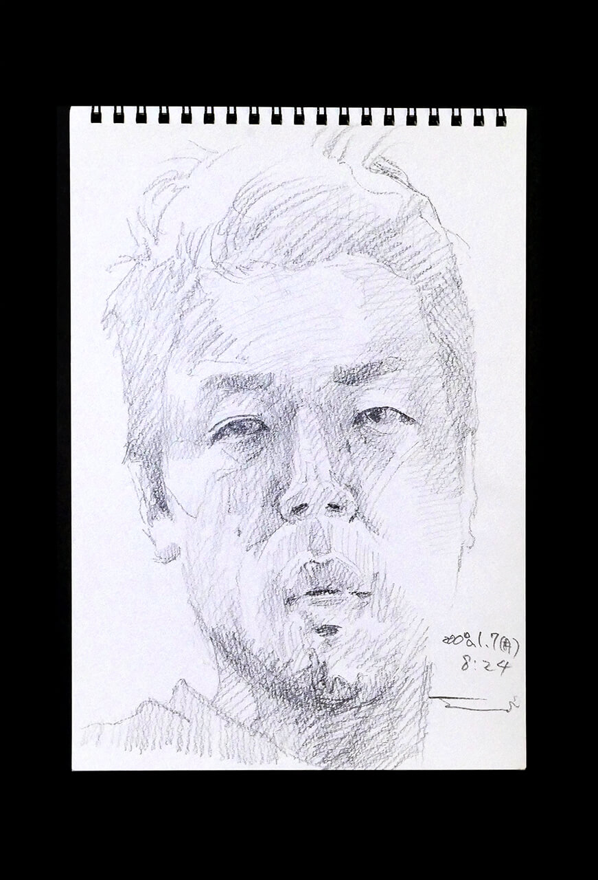 Contemporary artist SHINTAKU Tomoni's 2008/1/7 Self-portrait or pencil drawing