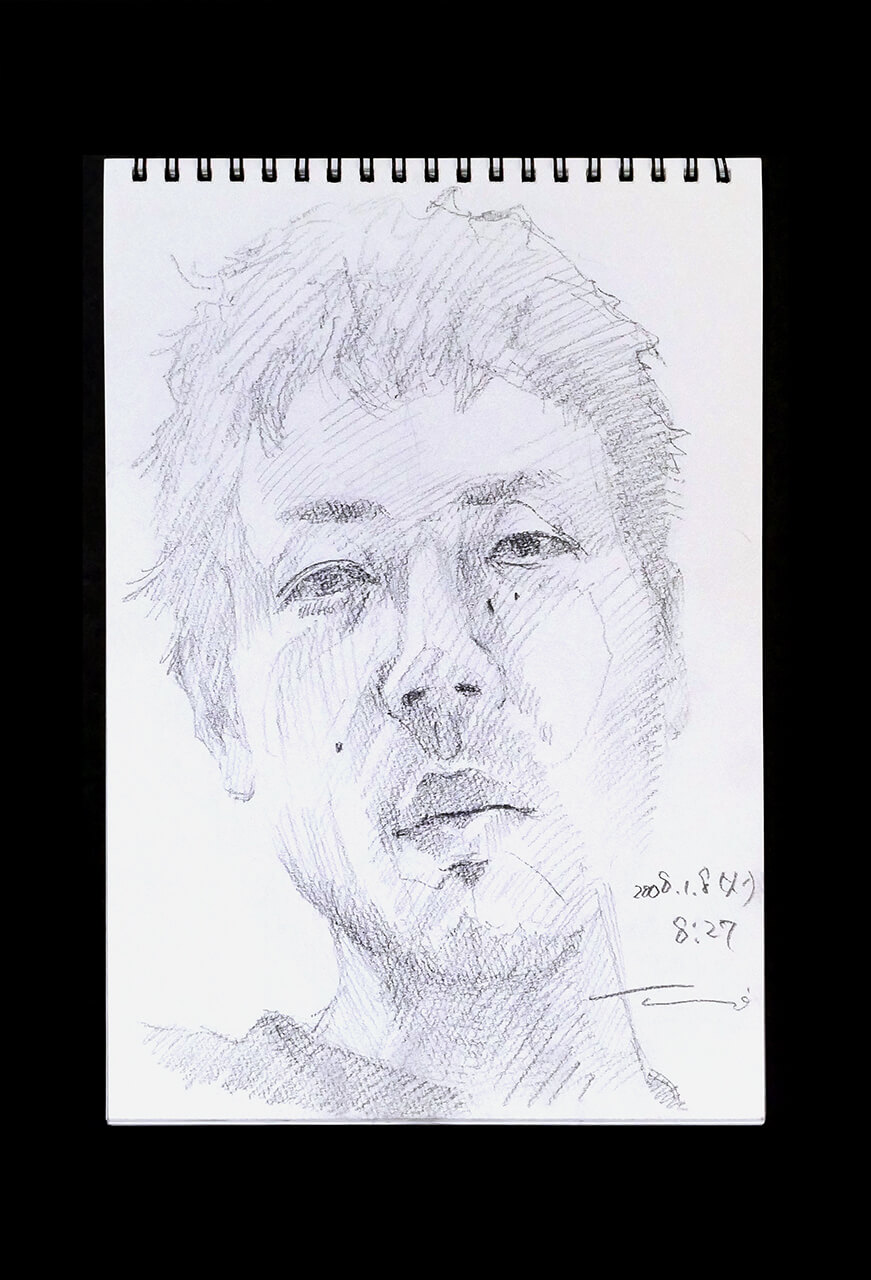 Contemporary artist SHINTAKU Tomoni's 2008/1/8 Self-portrait or pencil drawing