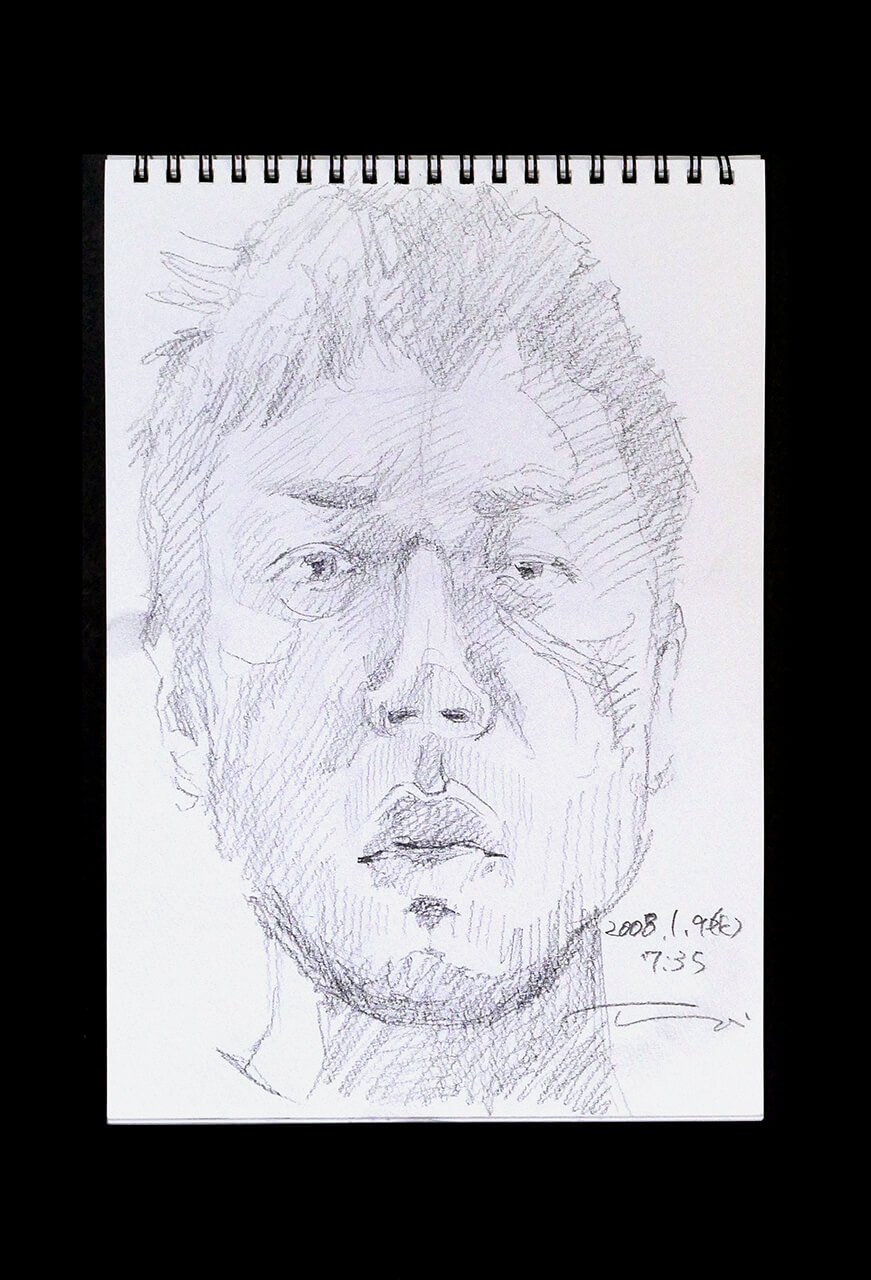 Contemporary artist SHINTAKU Tomoni's 2008/1/9 Self-portrait or pencil drawing