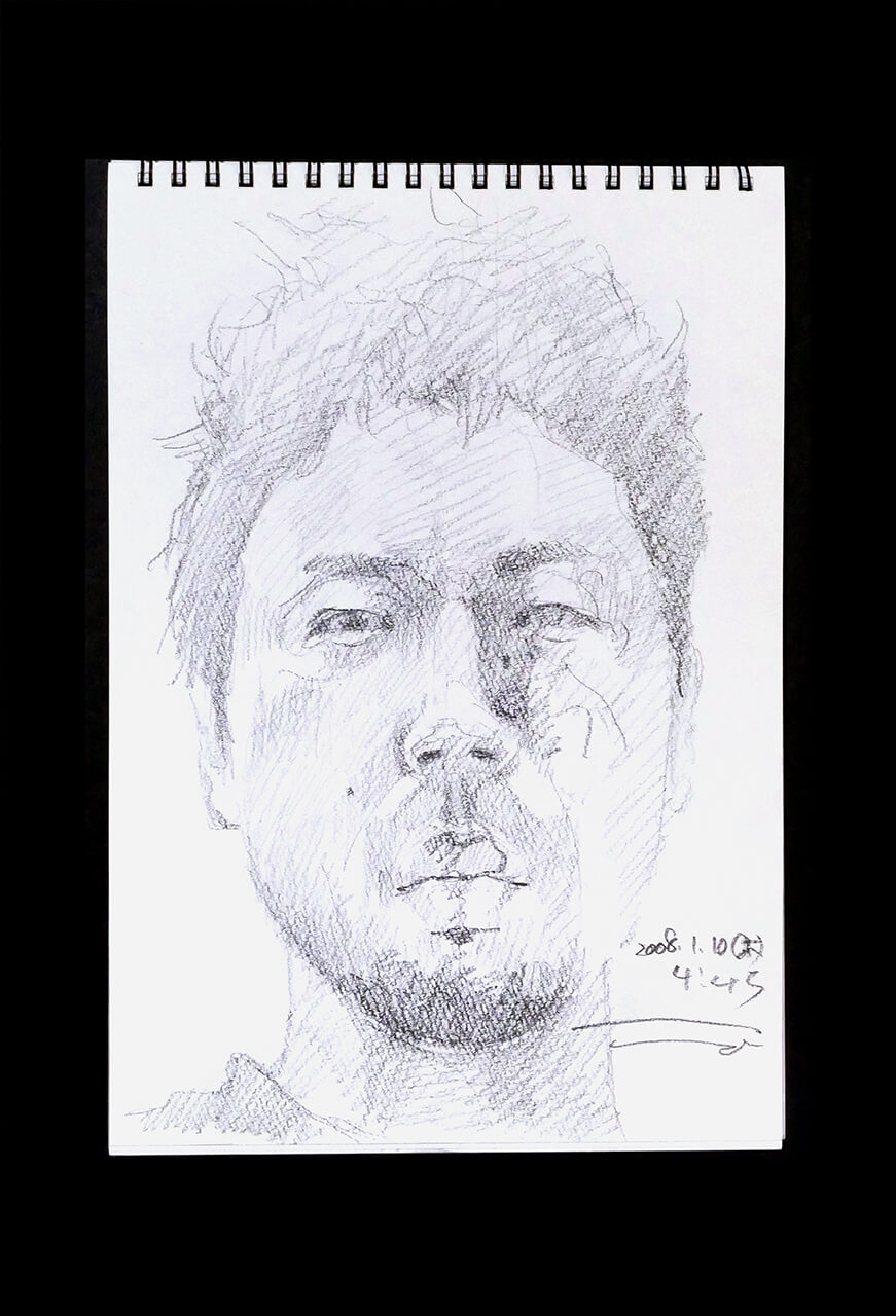 Contemporary artist SHINTAKU Tomoni's 2008/1/10 Self-portrait or pencil drawing