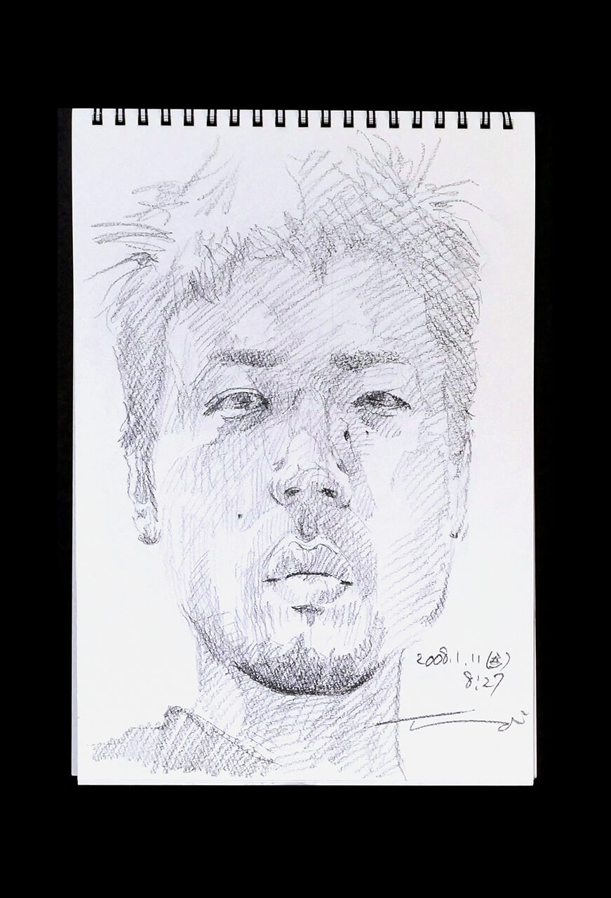 Contemporary artist SHINTAKU Tomoni's 2008/1/11 Self-portrait or pencil drawing