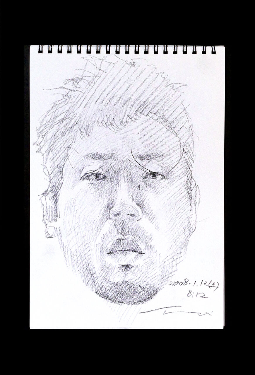 Contemporary artist SHINTAKU Tomoni's 2008/1/12 Self-portrait or pencil drawing