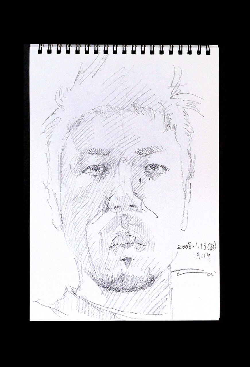 Contemporary artist SHINTAKU Tomoni's 2008/1/13 Self-portrait or pencil drawing