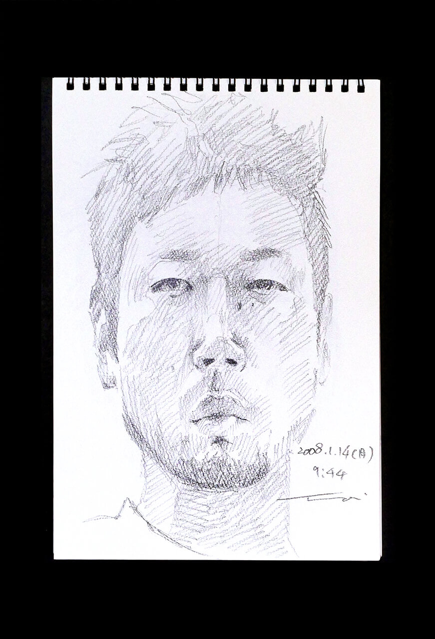 Contemporary artist SHINTAKU Tomoni's 2008/1/14 Self-portrait or pencil drawing