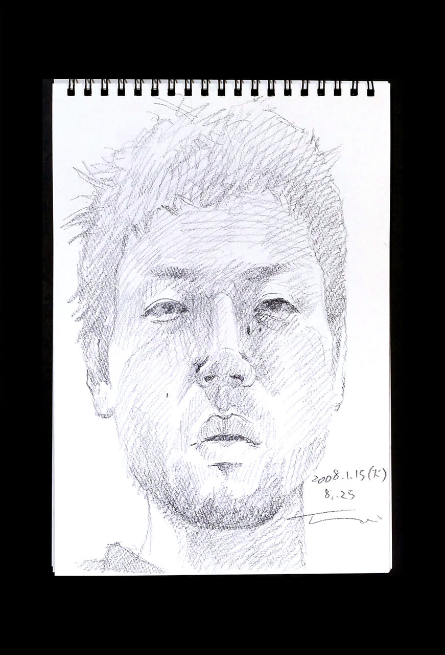 Contemporary artist SHINTAKU Tomoni's 2008/1/15 Self-portrait or pencil drawing