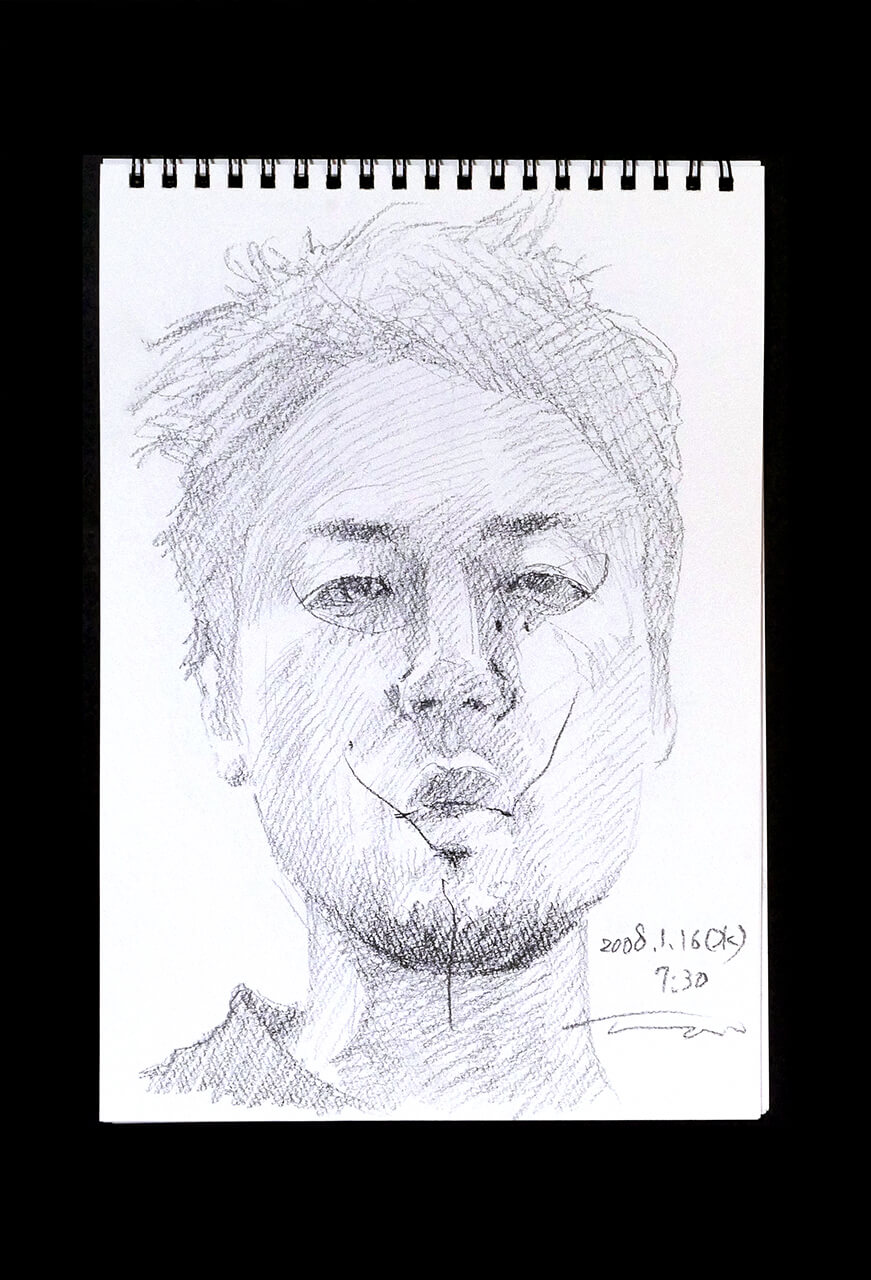 Contemporary artist SHINTAKU Tomoni's 2008/1/16 Self-portrait or pencil drawing