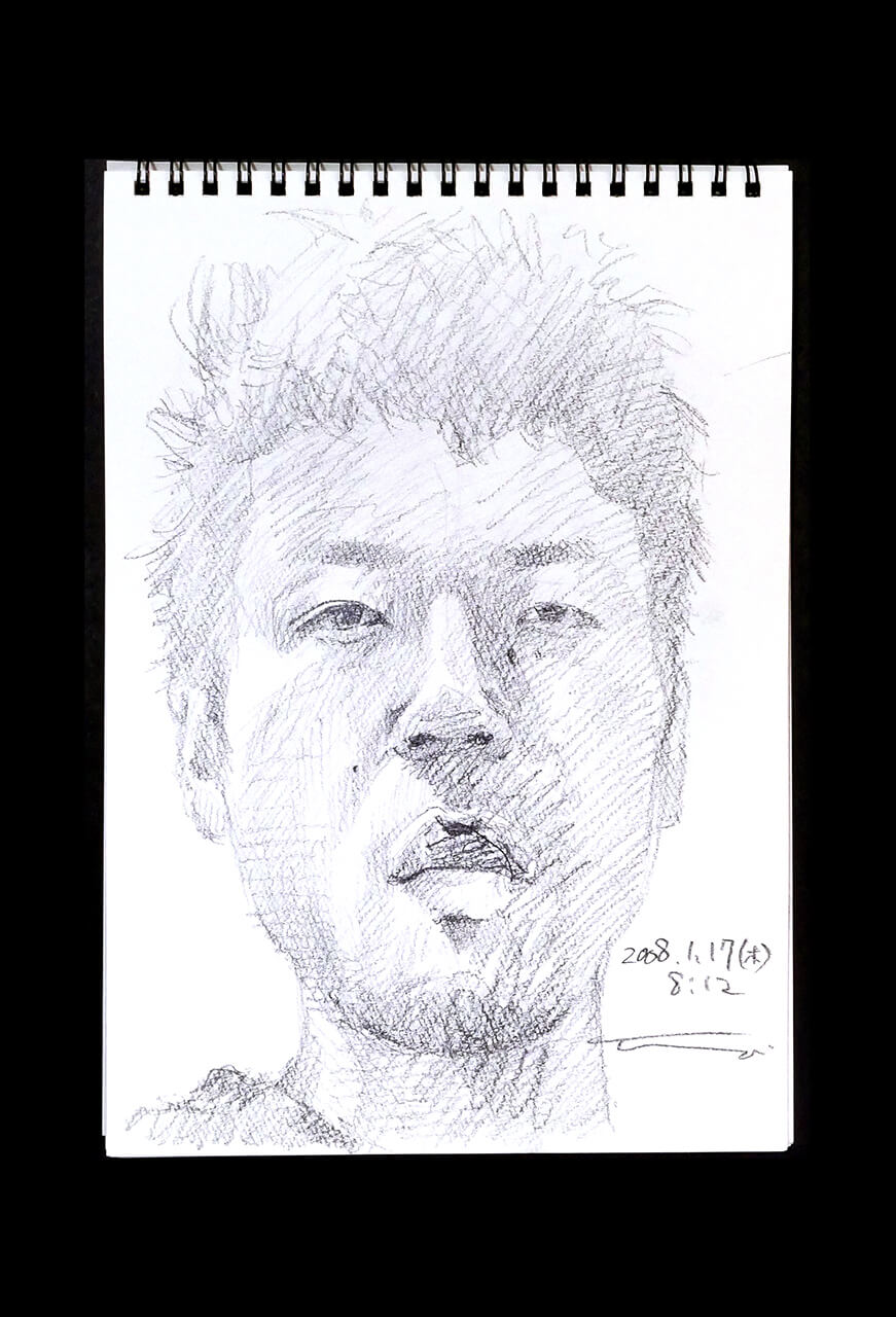 Contemporary artist SHINTAKU Tomoni's 2008/1/17 Self-portrait or pencil drawing