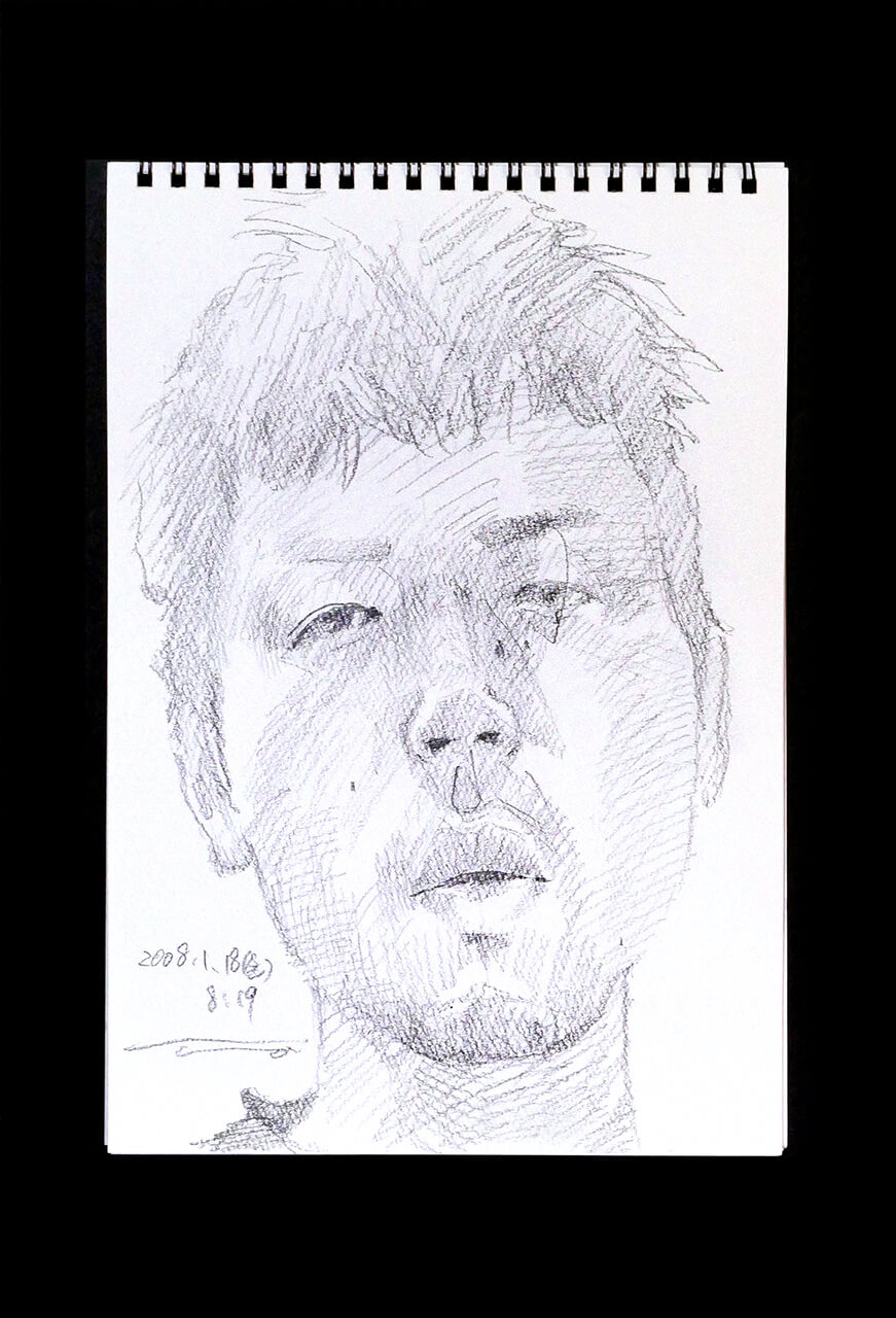 Contemporary artist SHINTAKU Tomoni's 2008/1/18 Self-portrait or pencil drawing