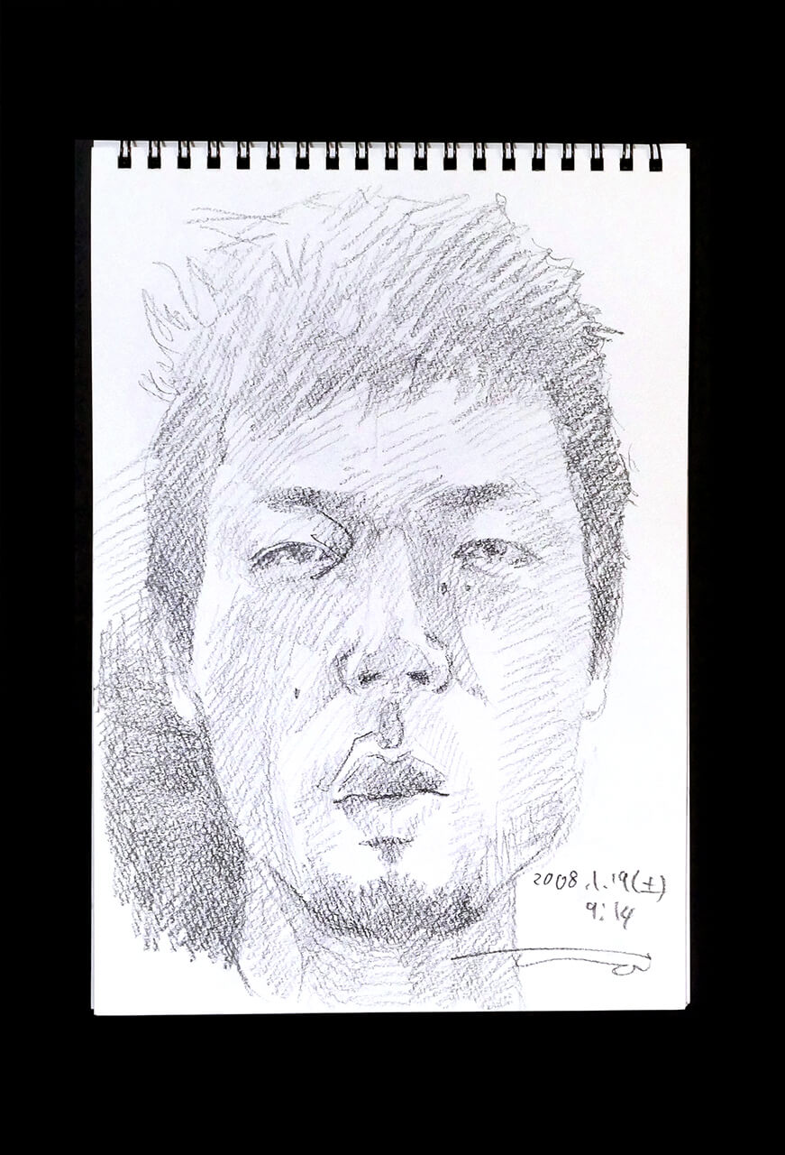 Contemporary artist SHINTAKU Tomoni's 2008/1/19 Self-portrait or pencil drawing