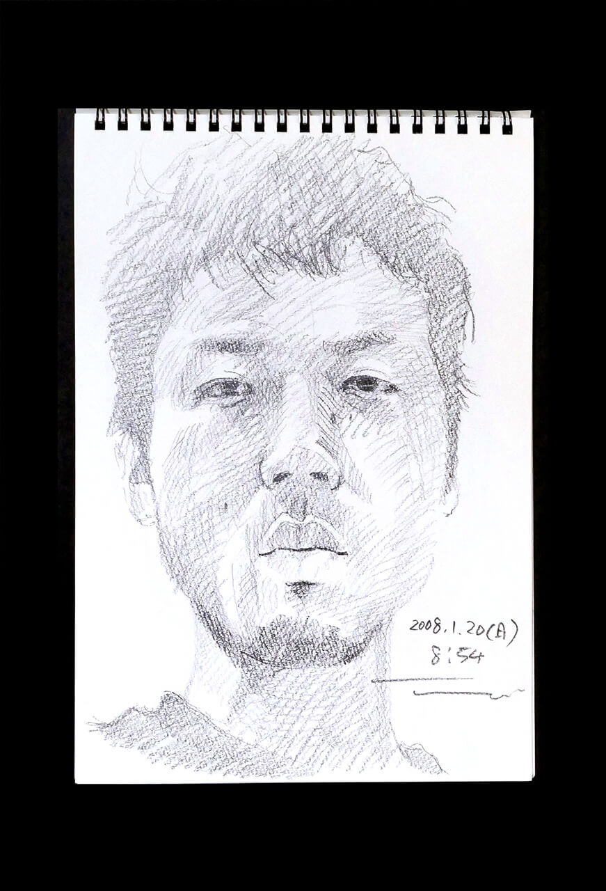 Contemporary artist SHINTAKU Tomoni's 2008/1/20 Self-portrait or pencil drawing