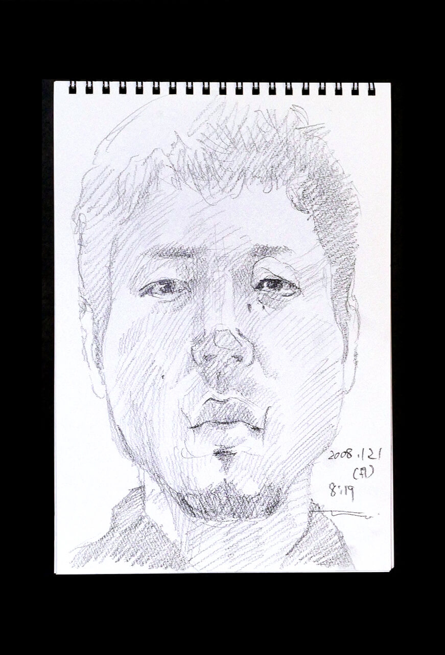 Contemporary artist SHINTAKU Tomoni's 2008/1/21 Self-portrait or pencil drawing