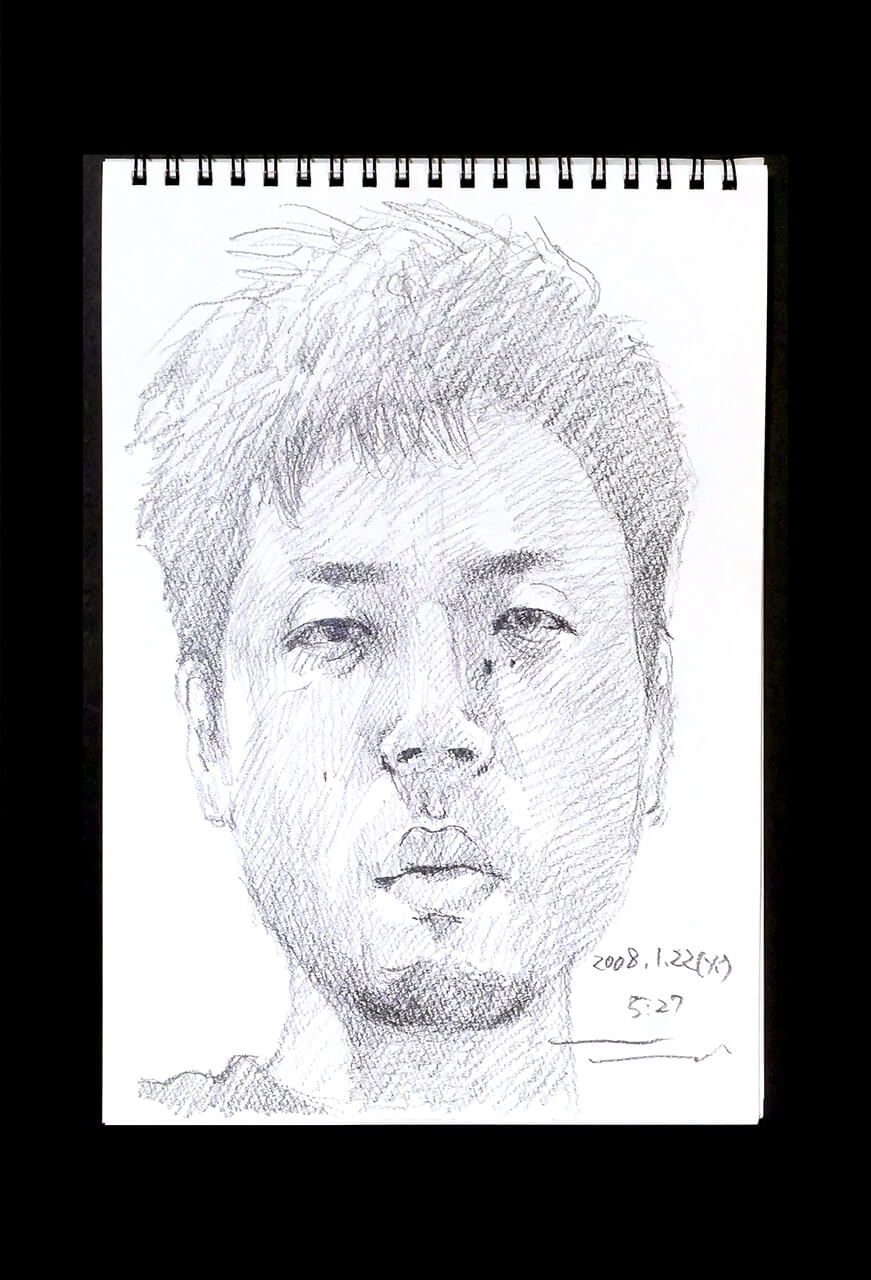 Contemporary artist SHINTAKU Tomoni's 2008/1/22 Self-portrait or pencil drawing
