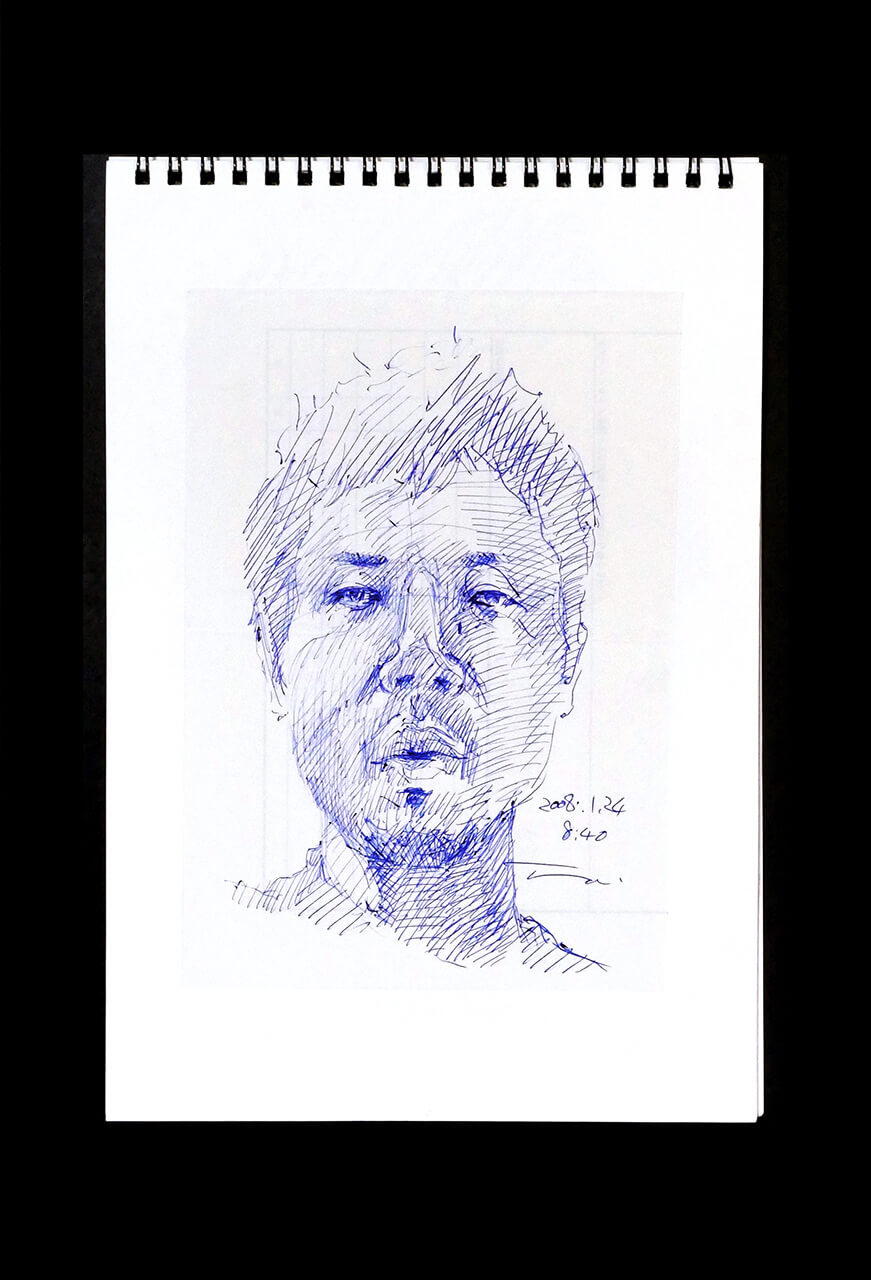 Contemporary artist SHINTAKU Tomoni's 2008/1/24 Self-portrait or pencil drawing