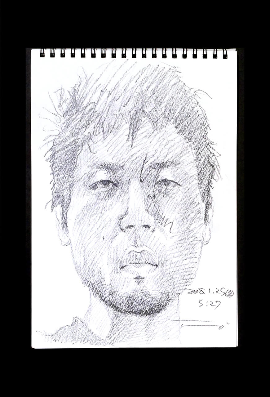 Contemporary artist SHINTAKU Tomoni's 2008/1/25 Self-portrait or pencil drawing