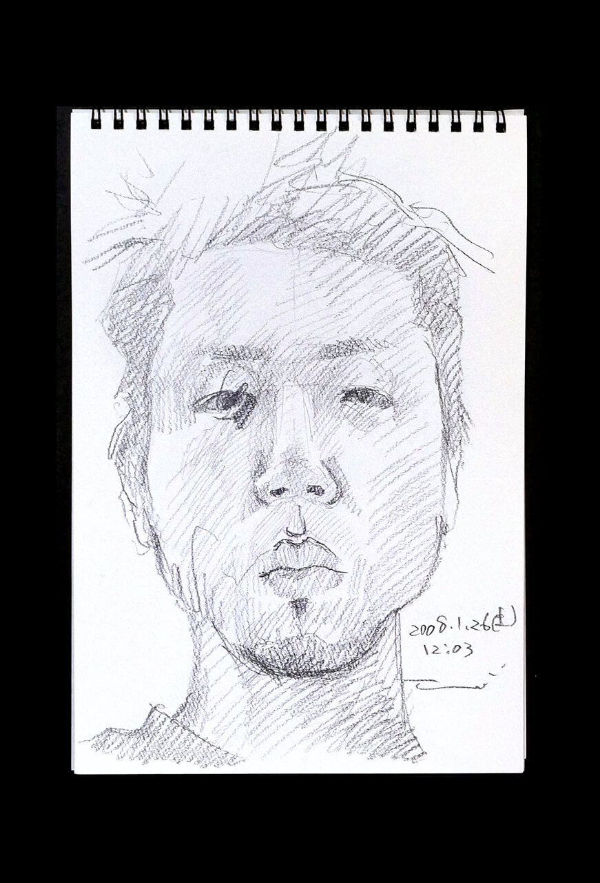 Contemporary artist SHINTAKU Tomoni's 2008/1/26 Self-portrait or pencil drawing