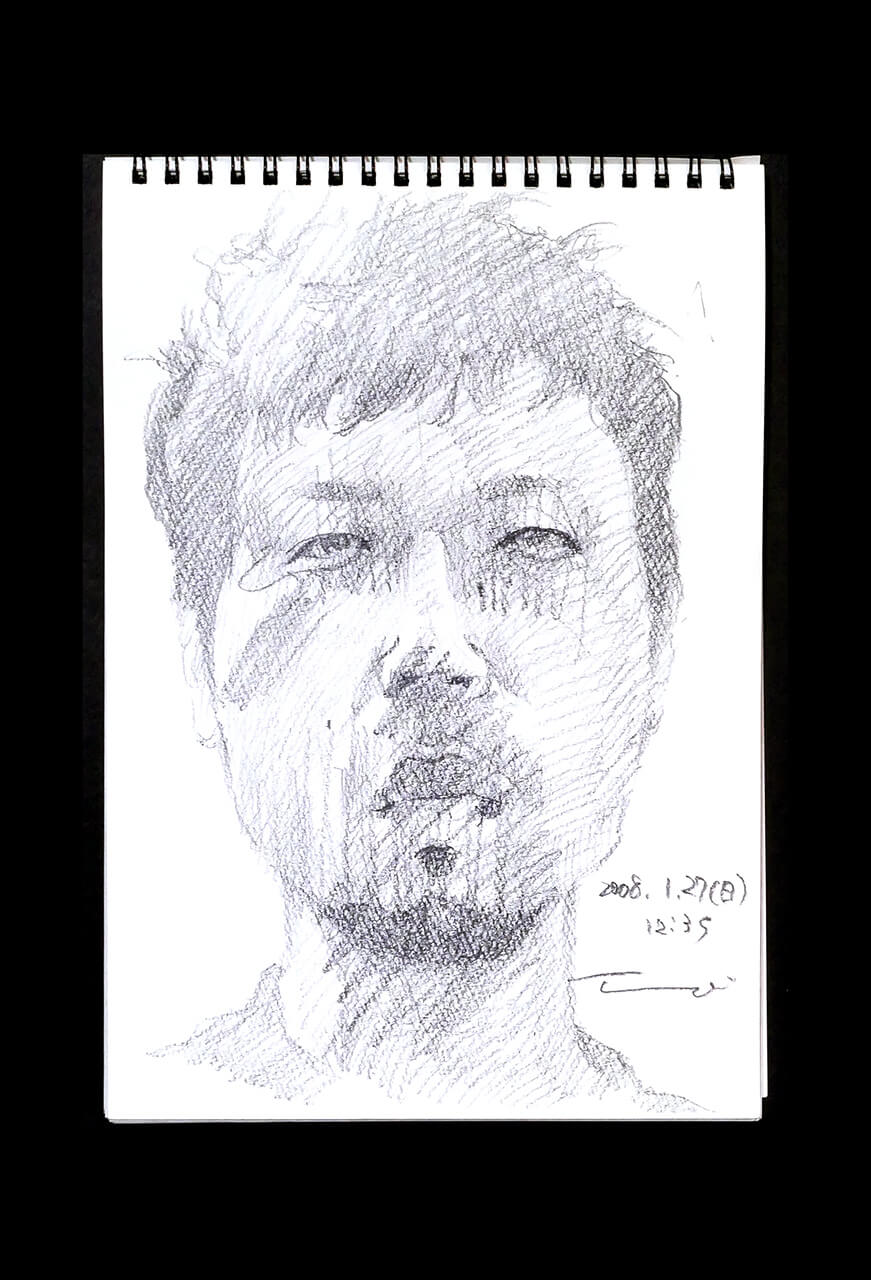 Contemporary artist SHINTAKU Tomoni's 2008/1/27 Self-portrait or pencil drawing