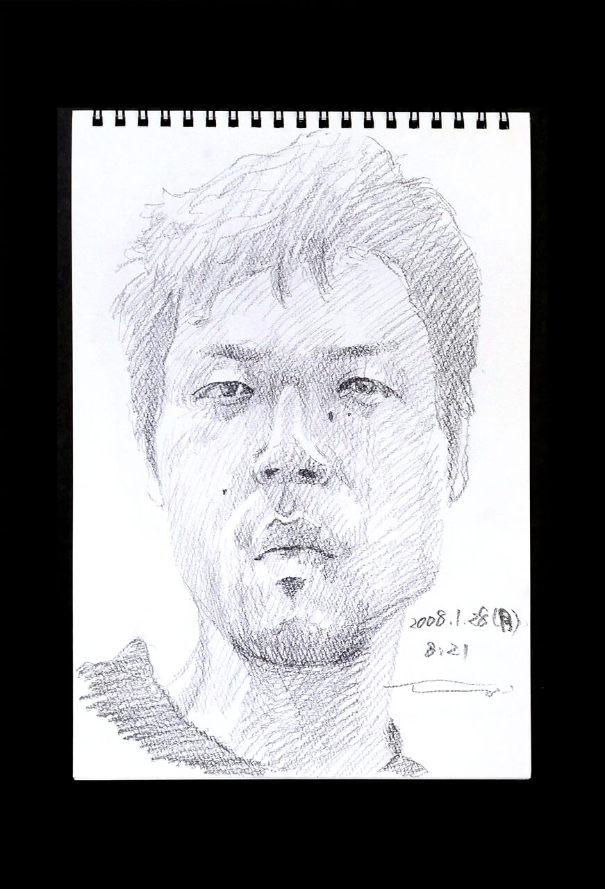 Contemporary artist SHINTAKU Tomoni's 2008/1/28 Self-portrait or pencil drawing