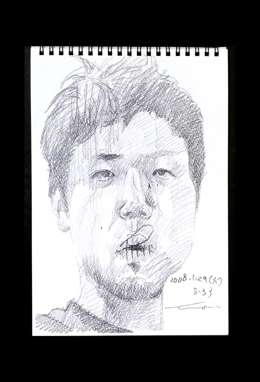 Contemporary artist SHINTAKU Tomoni's 2008/1/29 Self-portrait or pencil drawing