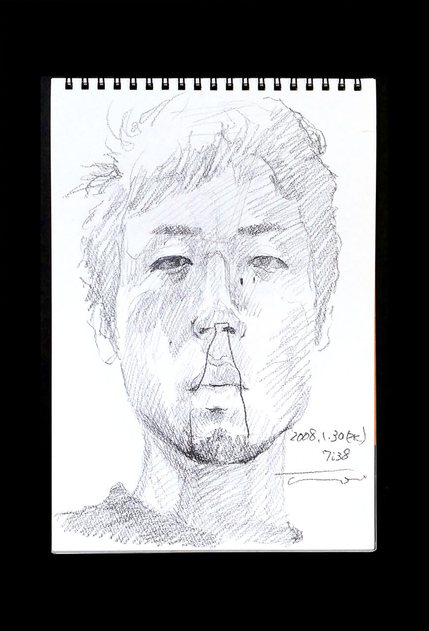 Contemporary artist SHINTAKU Tomoni's 2008/1/30 Self-portrait or pencil drawing