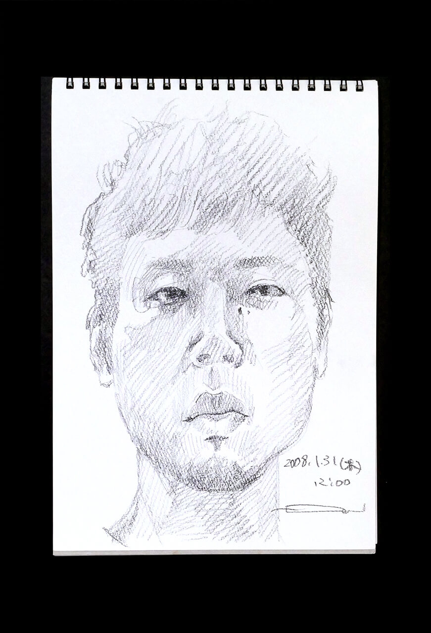 Contemporary artist SHINTAKU Tomoni's 2008/1/31 Self-portrait or pencil drawing