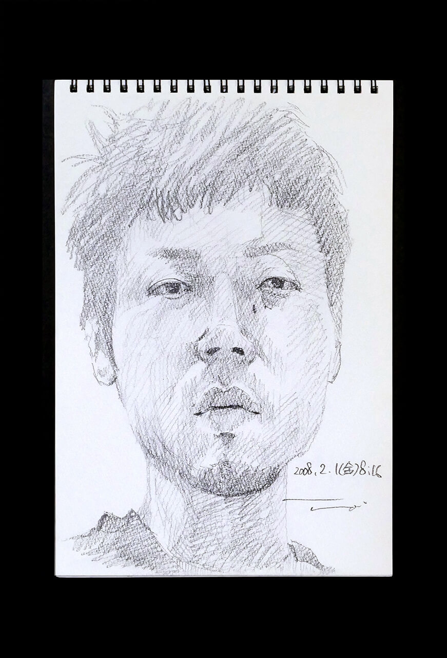 Contemporary artist SHINTAKU Tomoni's 2008/2/1 Self-portrait or pencil drawing