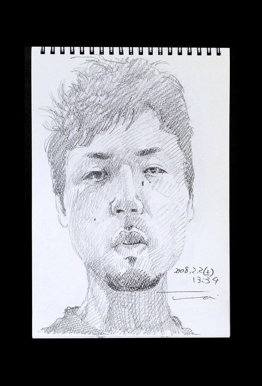 Contemporary artist SHINTAKU Tomoni's 2008/2/2 Self-portrait or pencil drawing