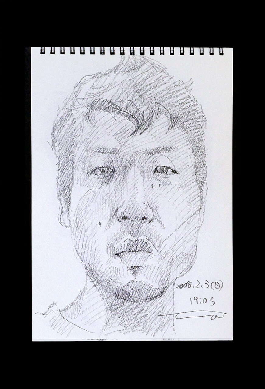 Contemporary artist SHINTAKU Tomoni's 2008/2/3 Self-portrait or pencil drawing
