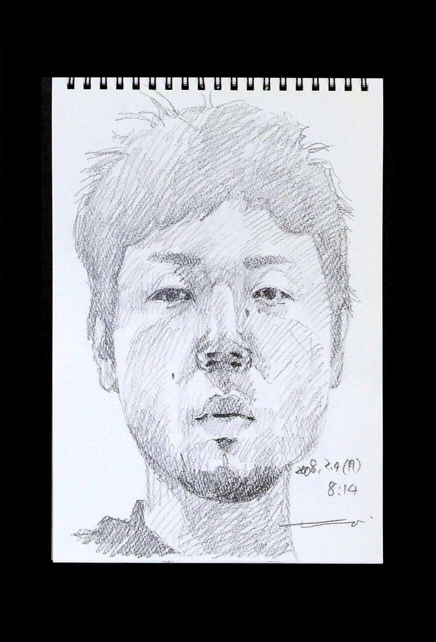 Contemporary artist SHINTAKU Tomoni's 2008/2/4 Self-portrait or pencil drawing