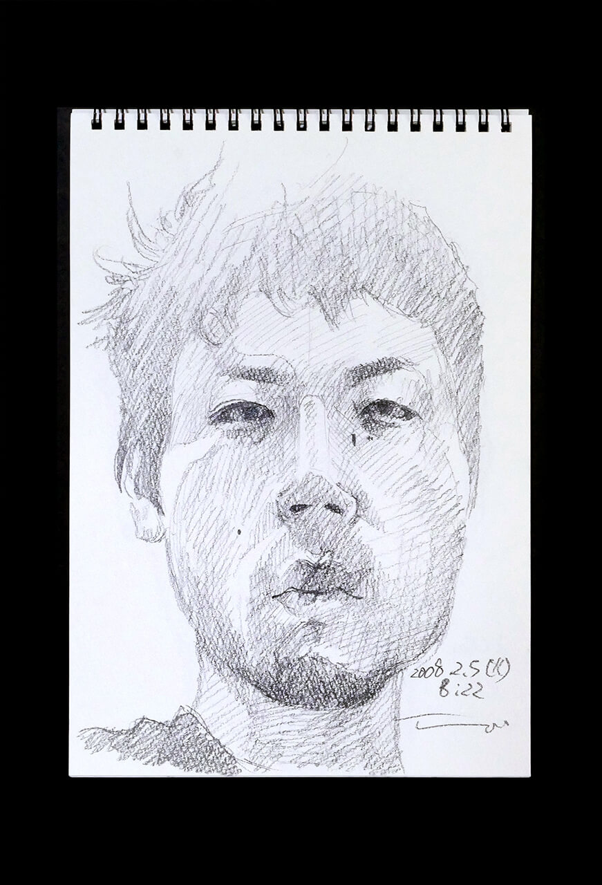 Contemporary artist SHINTAKU Tomoni's 2008/2/5 Self-portrait or pencil drawing