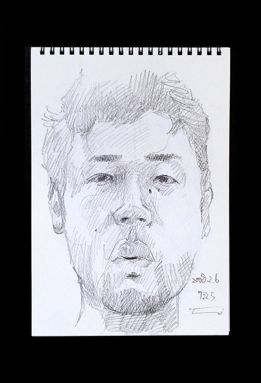 Contemporary artist SHINTAKU Tomoni's 2008/2/6 Self-portrait or pencil drawing