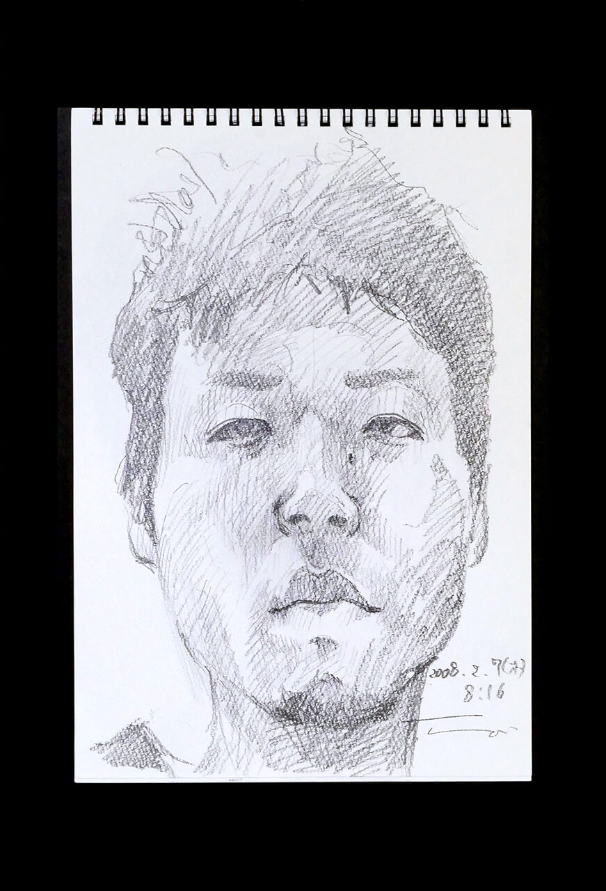 Contemporary artist SHINTAKU Tomoni's 2008/2/7 Self-portrait or pencil drawing