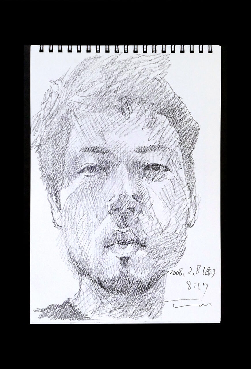 Contemporary artist SHINTAKU Tomoni's 2008/2/8 Self-portrait or pencil drawing